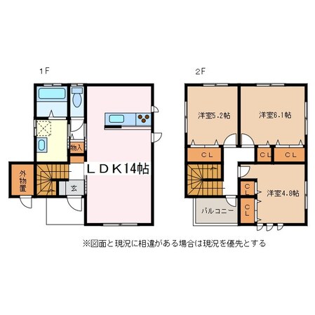 北松本駅 徒歩5分 1階の物件間取画像